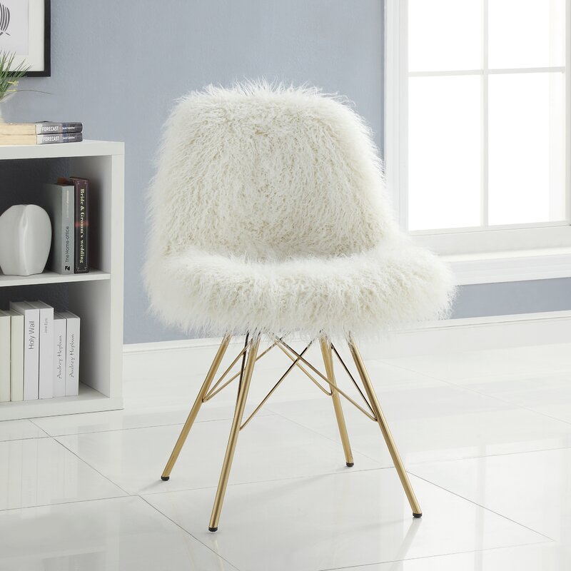 Faux Fur Chair with Gold Metal Base
