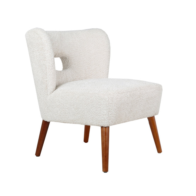 Accent Chair with Open Back & Wooden Legs, Armless Slipper Chair