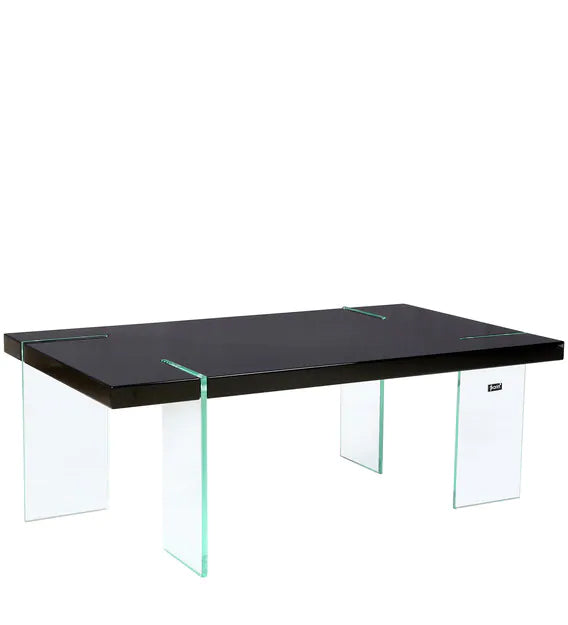 Center Table with Glass Base Laminated Board Top -