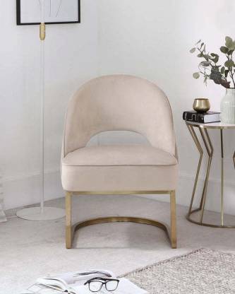 Champagne Velvet Accent Lounge Chair in Gold Finish -