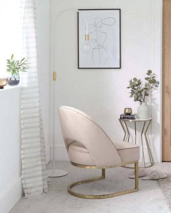 Champagne Velvet Accent Lounge Chair in Gold Finish -