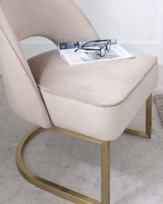 Champagne Velvet Accent Lounge Chair in Gold Finish -