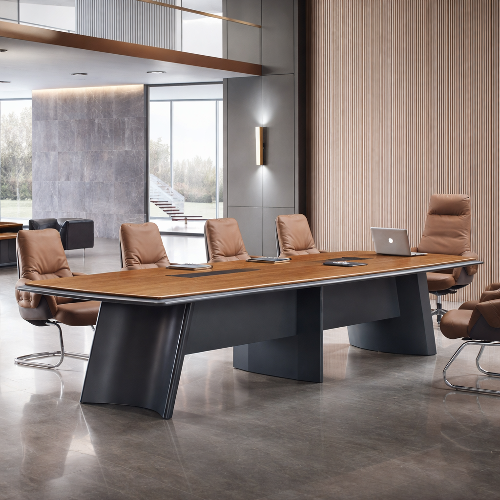 Luxury Executive Wooden Conference Table with Premium Boardroom Meeting Table for Corporate Offices, Modern Large Office Conference Desk