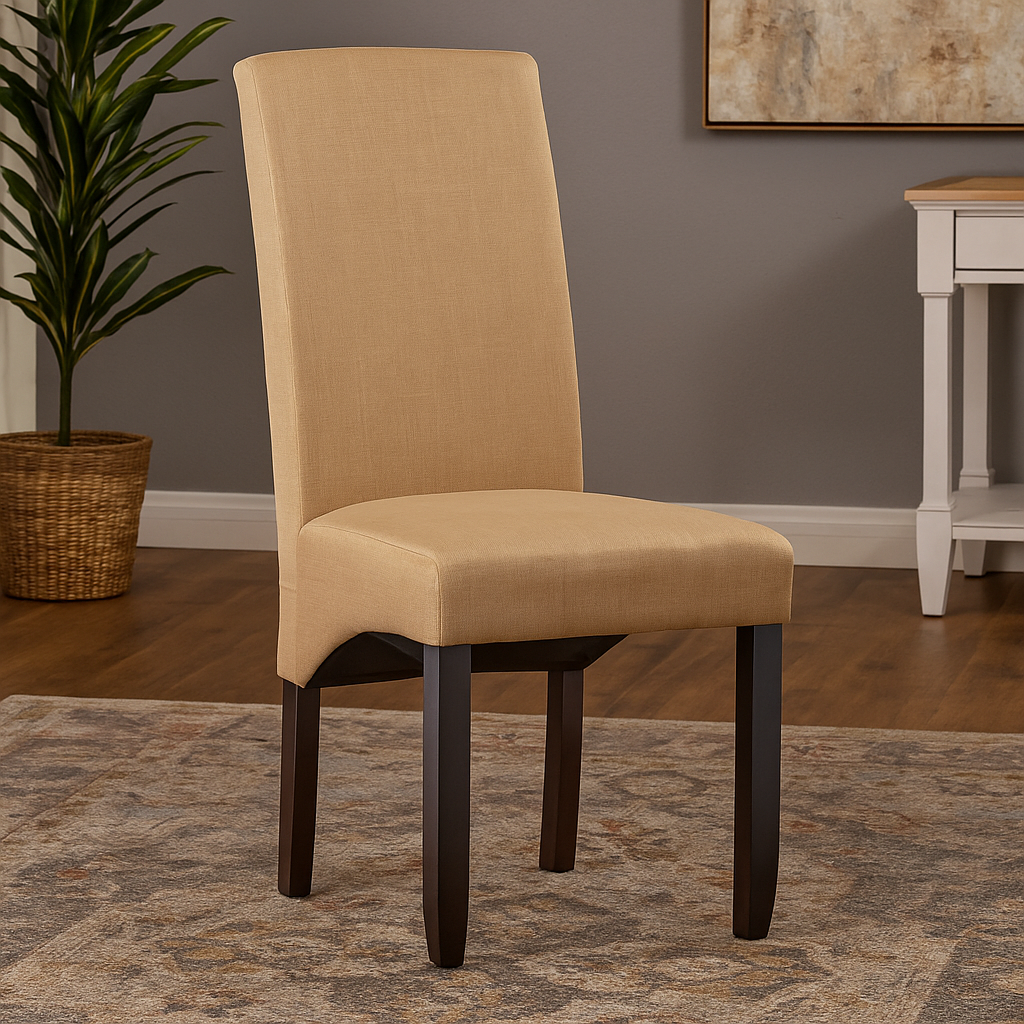 Elegant Upholstered Dining Chair - Premium Home Furniture with High Back & Espresso Legs - Comfortable Seating Solution