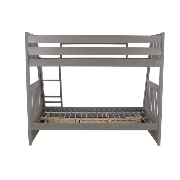 Classics Solid Pine Twin/Full Bunk Bed with Three Drawers in Charcoal -