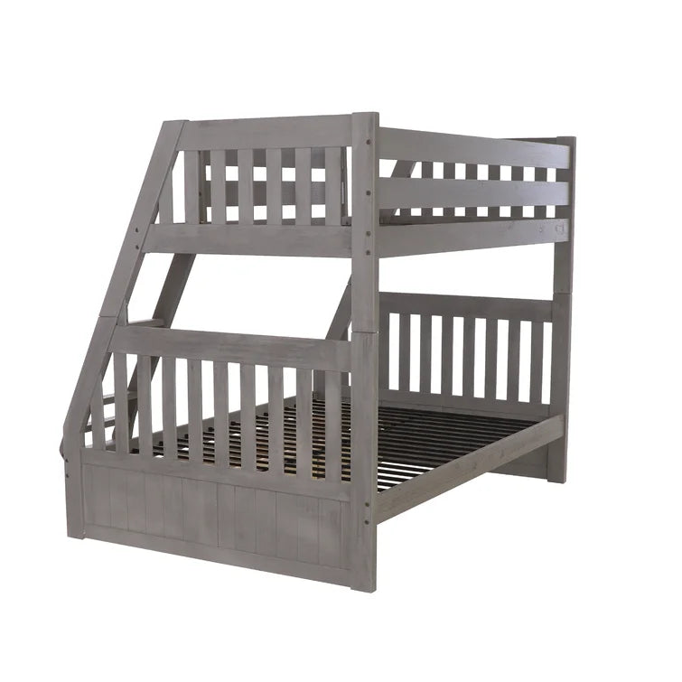 Classics Solid Pine Twin/Full Bunk Bed with Three Drawers in Charcoal -