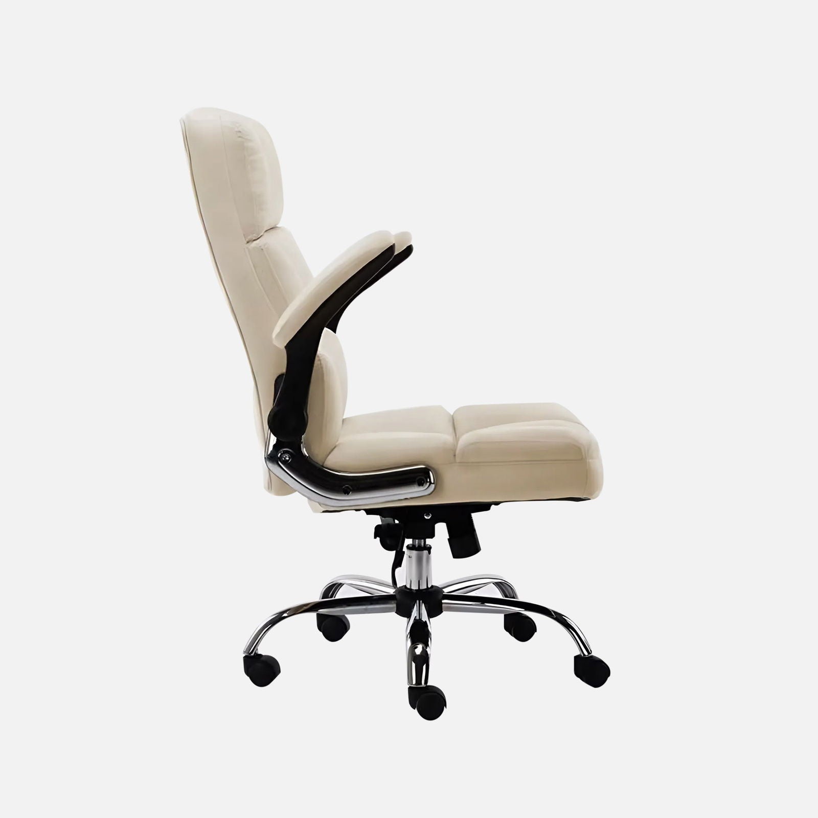 Comfortable Director Chair with Adjustable Armrest Upholstery in Velvet Light Beige (Super Soft) -