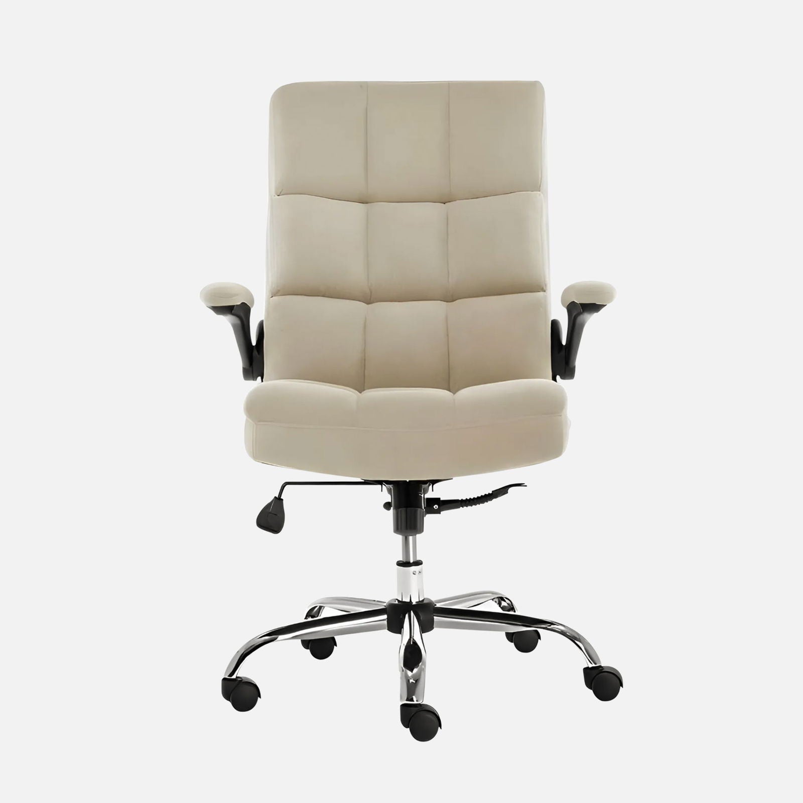 Comfortable Director Chair with Adjustable Armrest Upholstery in Velvet Light Beige (Super Soft) -