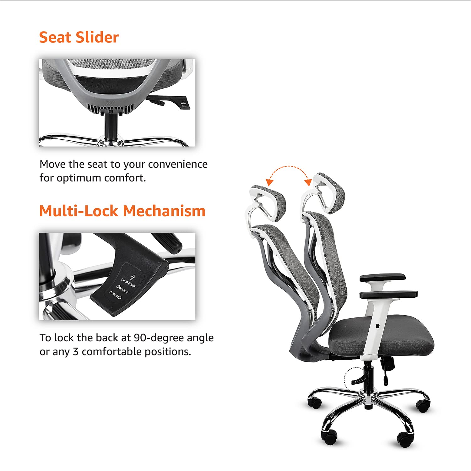 Comfortable High back Chair for Office & Home, Headrest, Armrest in Black -