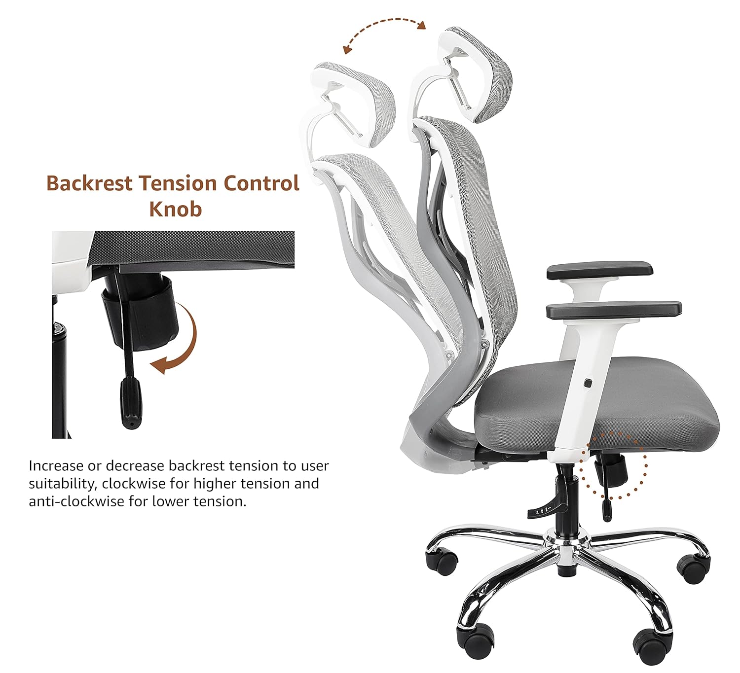Comfortable High back Chair for Office & Home, Headrest, Armrest in Black -