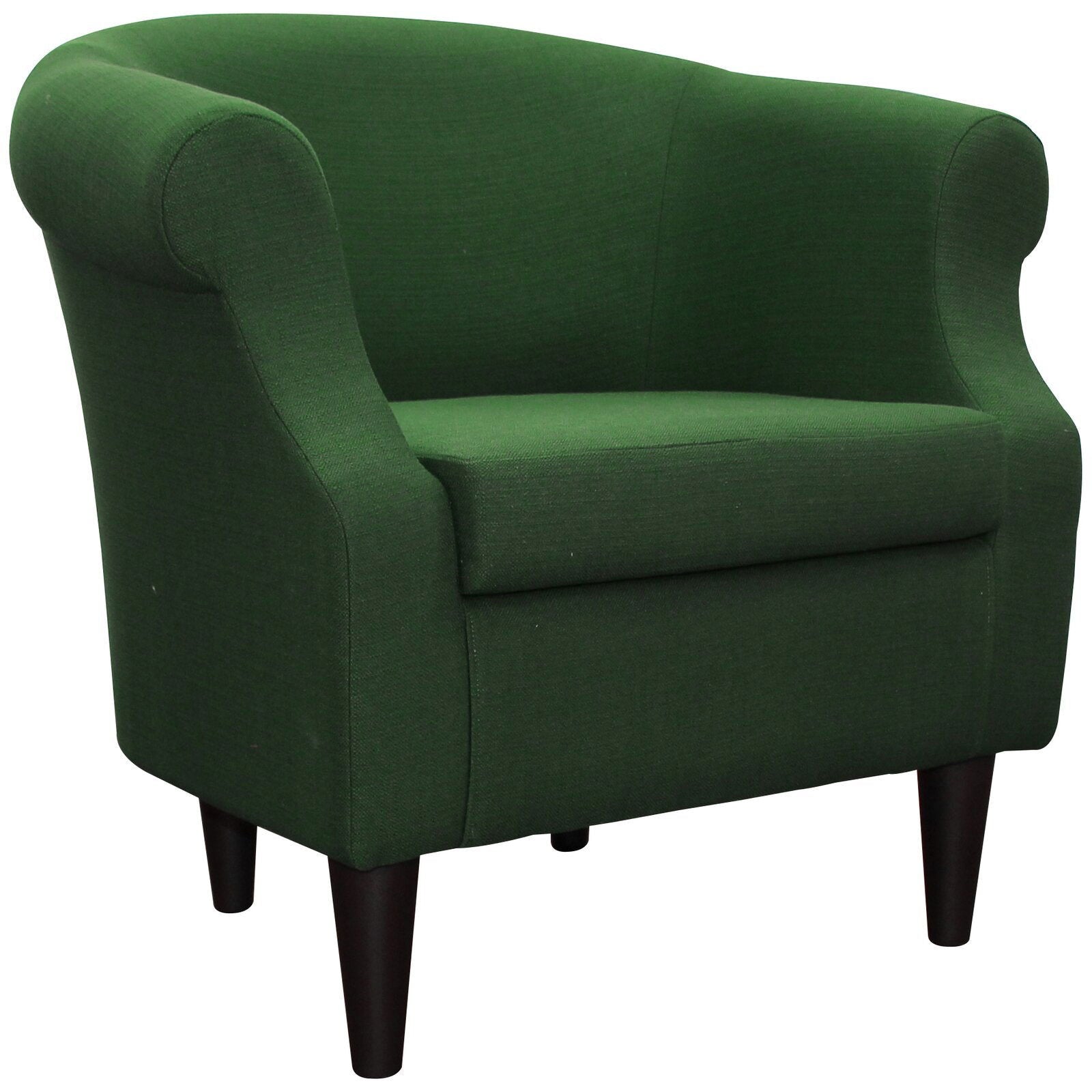 Comfortable Wide Barrel Living Room Chairs Tight Back Round, Recessed Arms | Aesthetic Look, Traditional Look Emerald Green -
