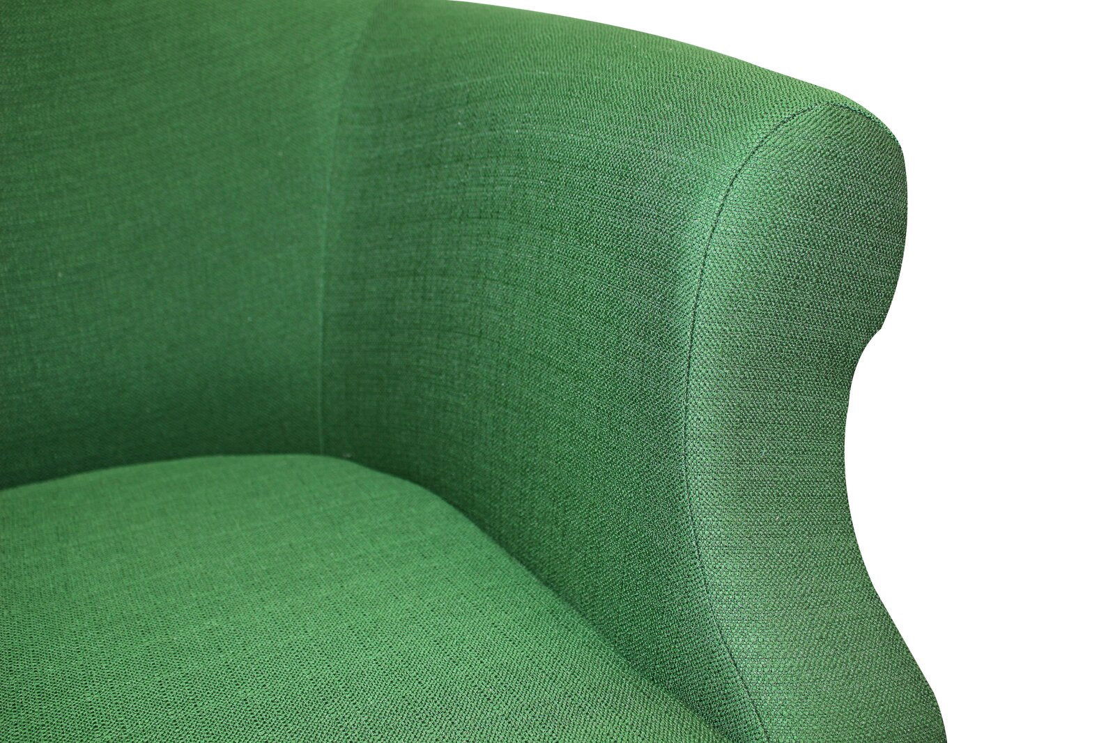 Comfortable Wide Barrel Living Room Chairs Tight Back Round, Recessed Arms | Aesthetic Look, Traditional Look Emerald Green -