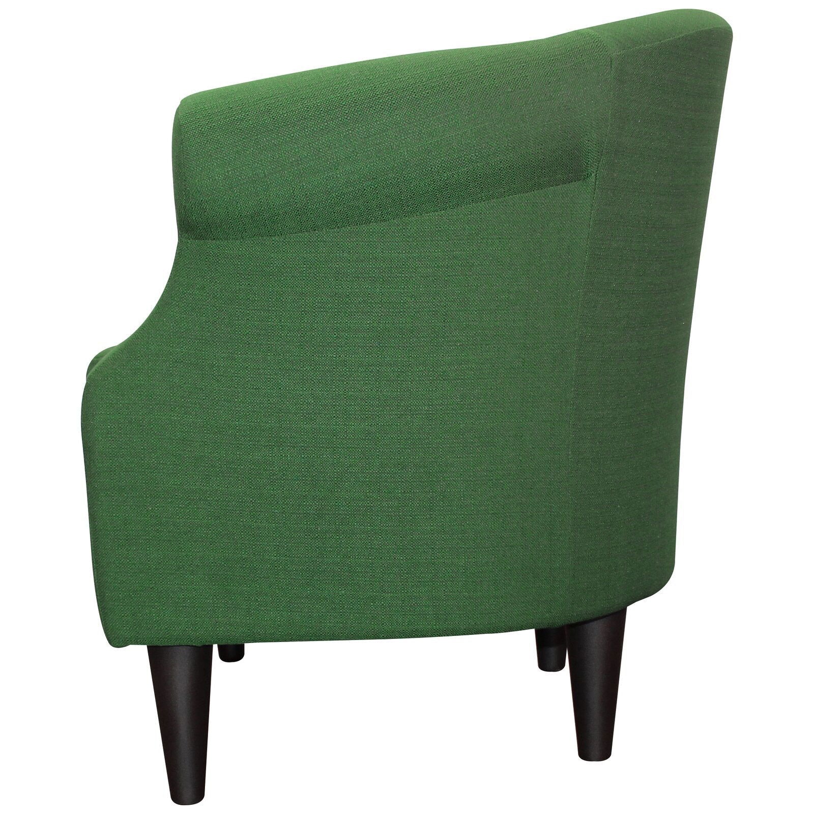 Comfortable Wide Barrel Living Room Chairs Tight Back Round, Recessed Arms | Aesthetic Look, Traditional Look Emerald Green -