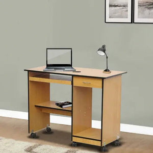 Computer Study Table with Keyboard Tray & Wheels Base