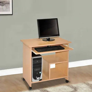 Computer Study Table with Keyboard Tray & Wheels Base