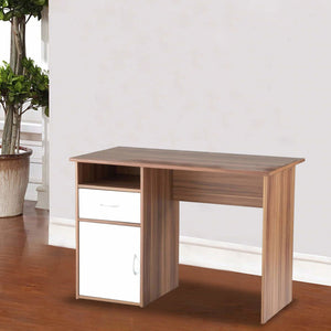 Computer Study Table with Open Shelf & Drawer in Wooden Base