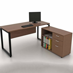 Computer Table with Side Drawer Runner & Metal Frame Base