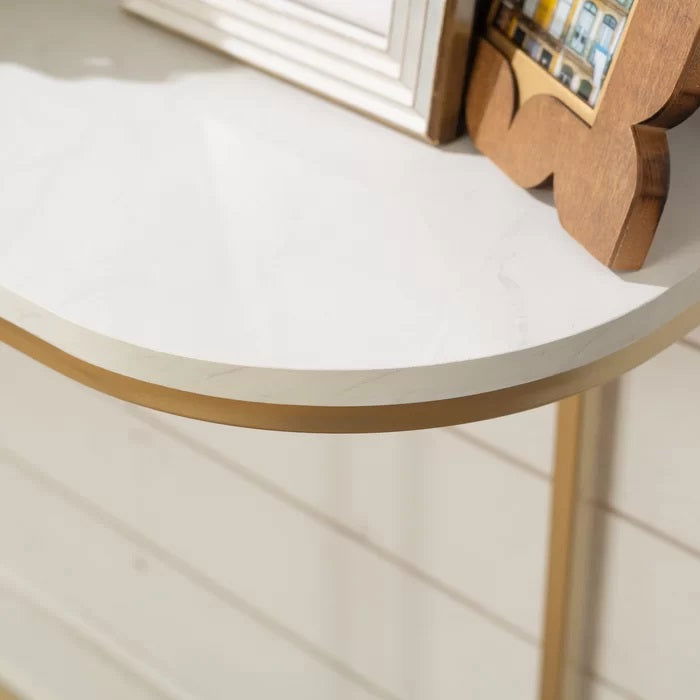 Console Table Top Engineered Wood with Metal Base in Powder Coating -