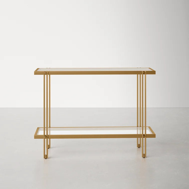 Console Table with Metal Base & Glass Top -
