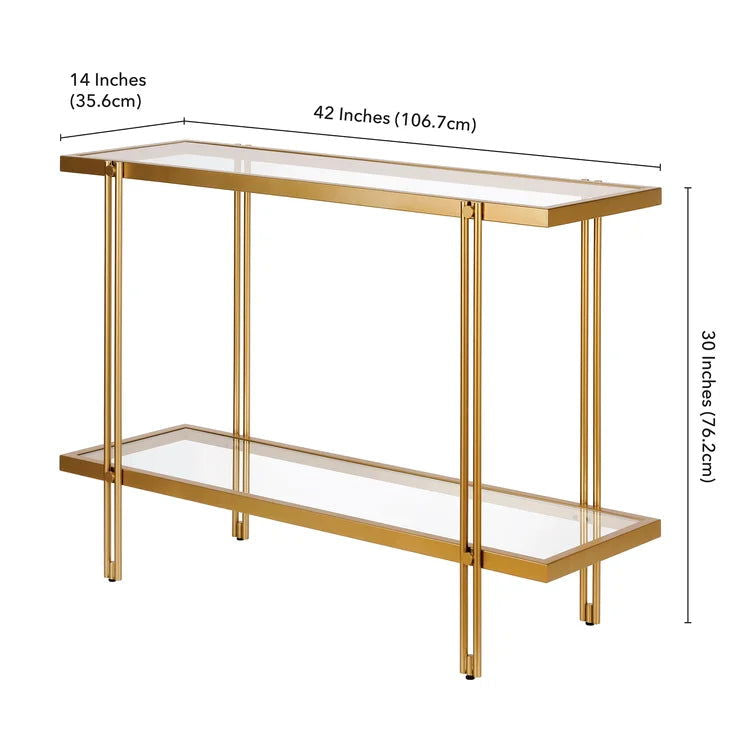 Console Table with Metal Base & Glass Top -