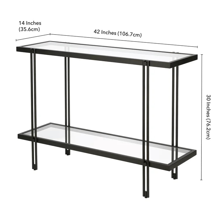 Console Table with Metal Base & Glass Top -