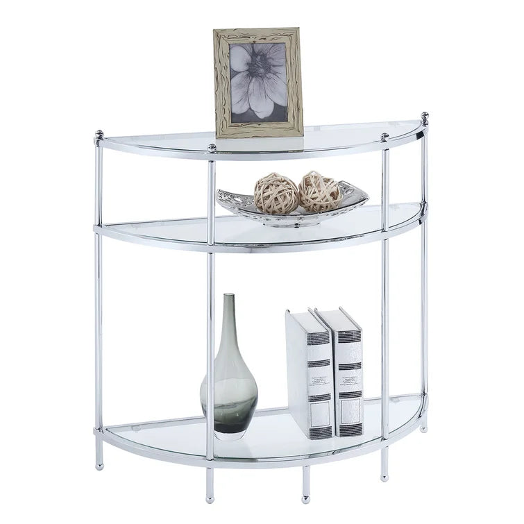 Console Table with Metal Base & Glass Top -