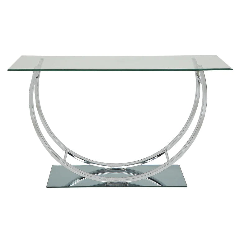 Console Table with Metal Base & Glass Top -