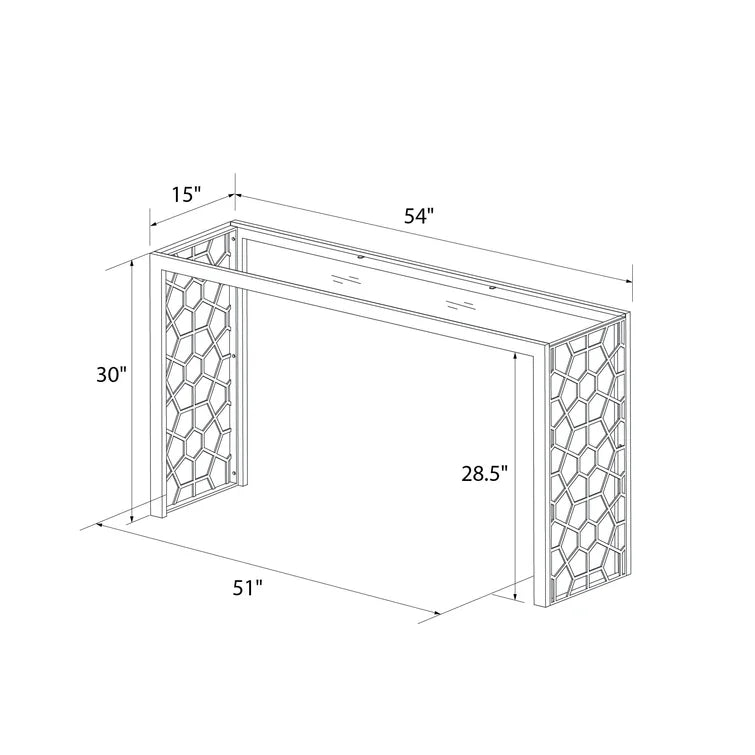 Console Table with Metal Base & Glass Top -