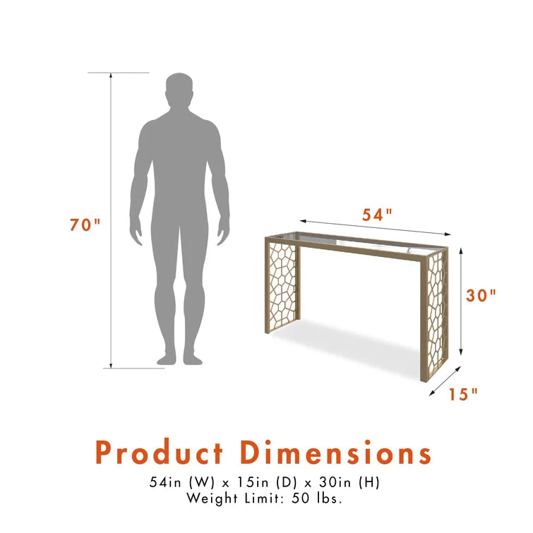Console Table with Metal Base & Glass Top -