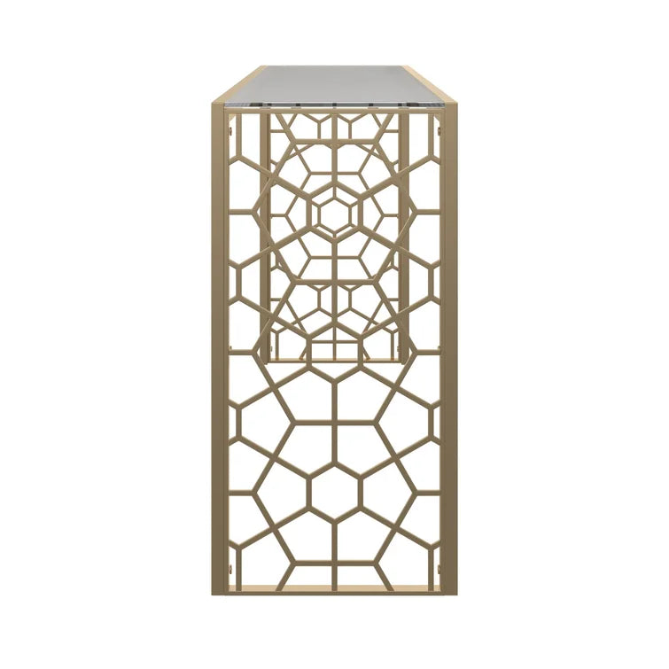 Console Table with Metal Base & Glass Top -