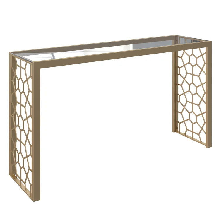 Console Table with Metal Base & Glass Top -
