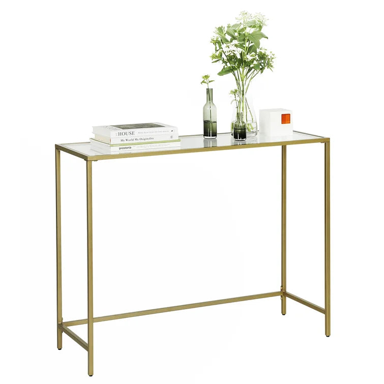 Console Table with Metal Base & Glass Top -