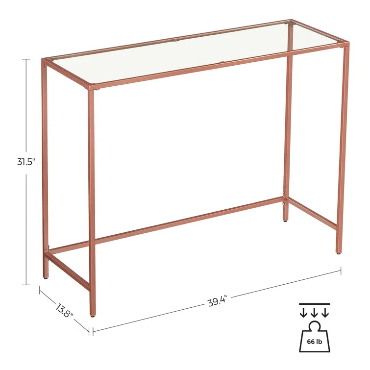 Console Table with Metal Base & Glass Top -