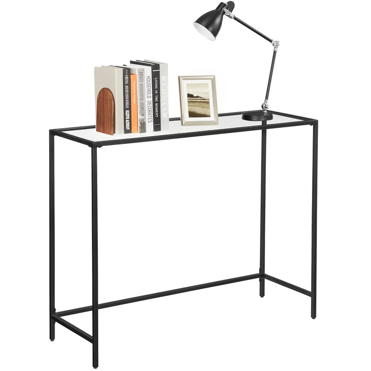 Console Table with Metal Base & Glass Top -