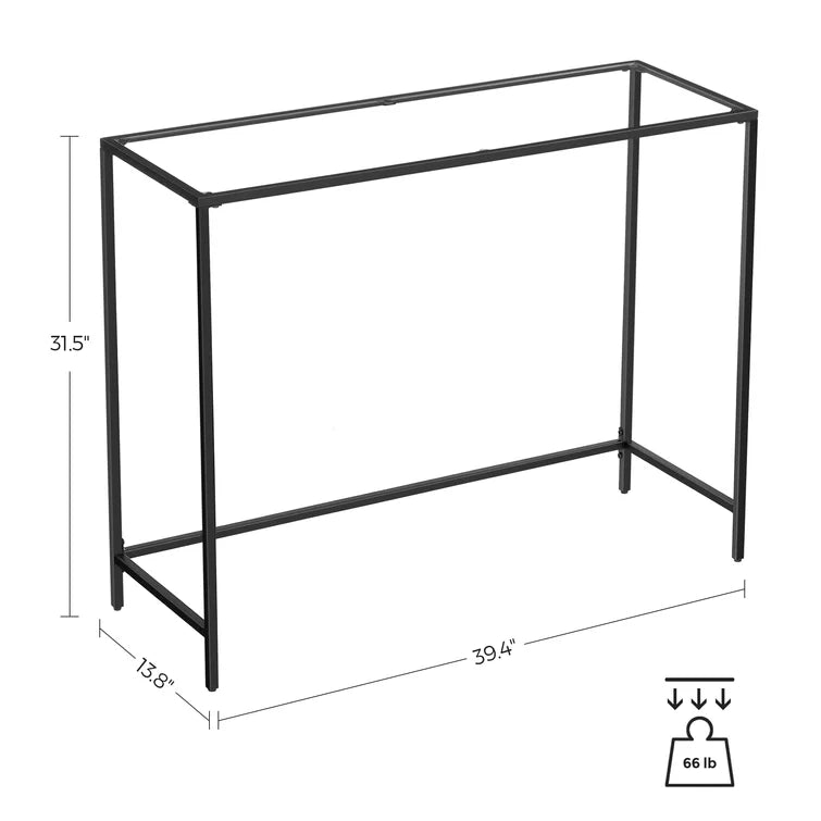 Console Table with Metal Base & Glass Top -