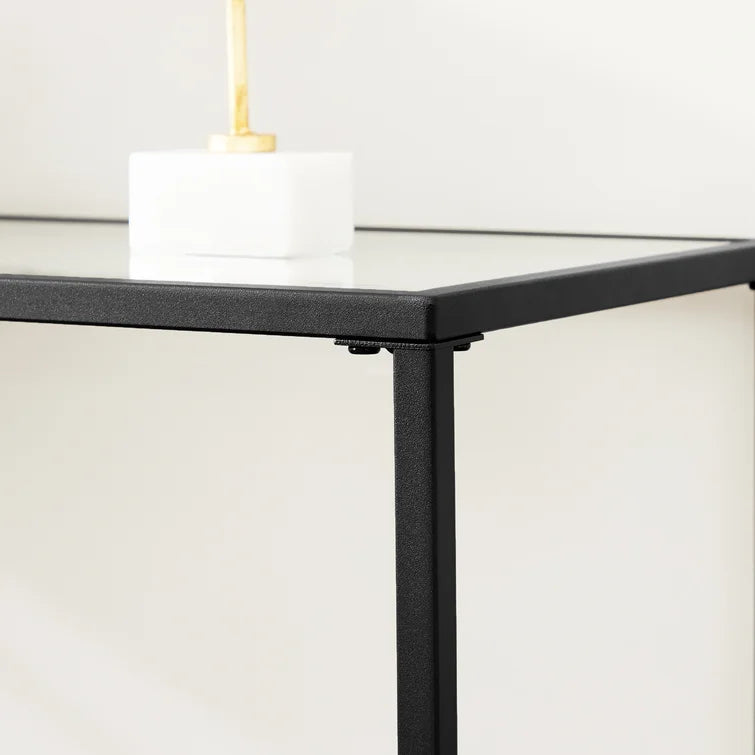 Console Table with Metal Base & Glass Top -