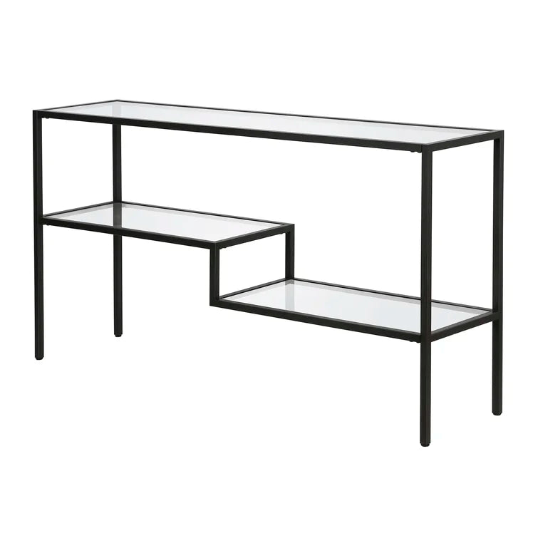 Console Table with Metal Base & Glass Top -
