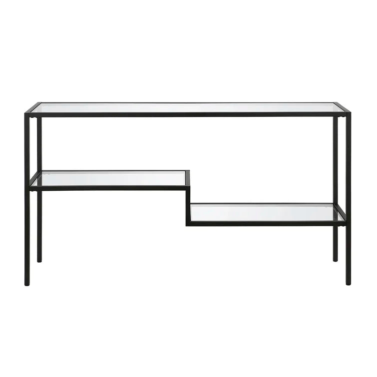 Console Table with Metal Base & Glass Top -