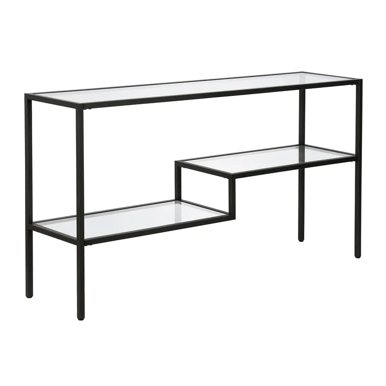 Console Table with Metal Base & Glass Top -