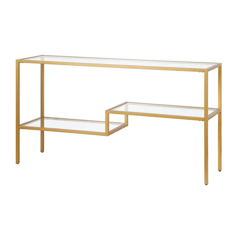 Console Table with Metal Base & Glass Top -