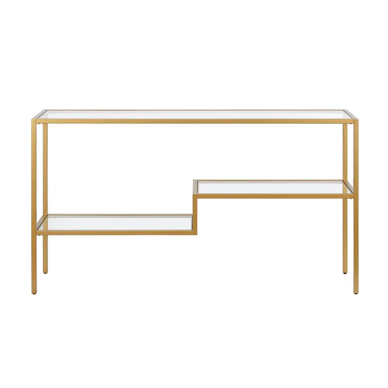 Console Table with Metal Base & Glass Top -