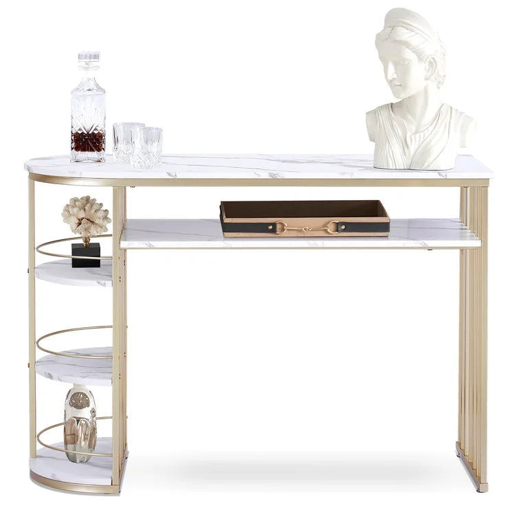 Console Table with Metal Base & Marble Top -