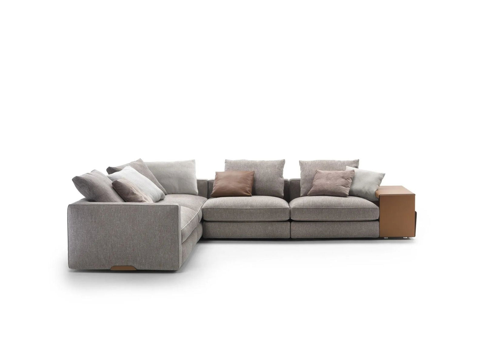 Corner Sectional L- Shape 5 Seater Fabric Sofa with Metal Base -