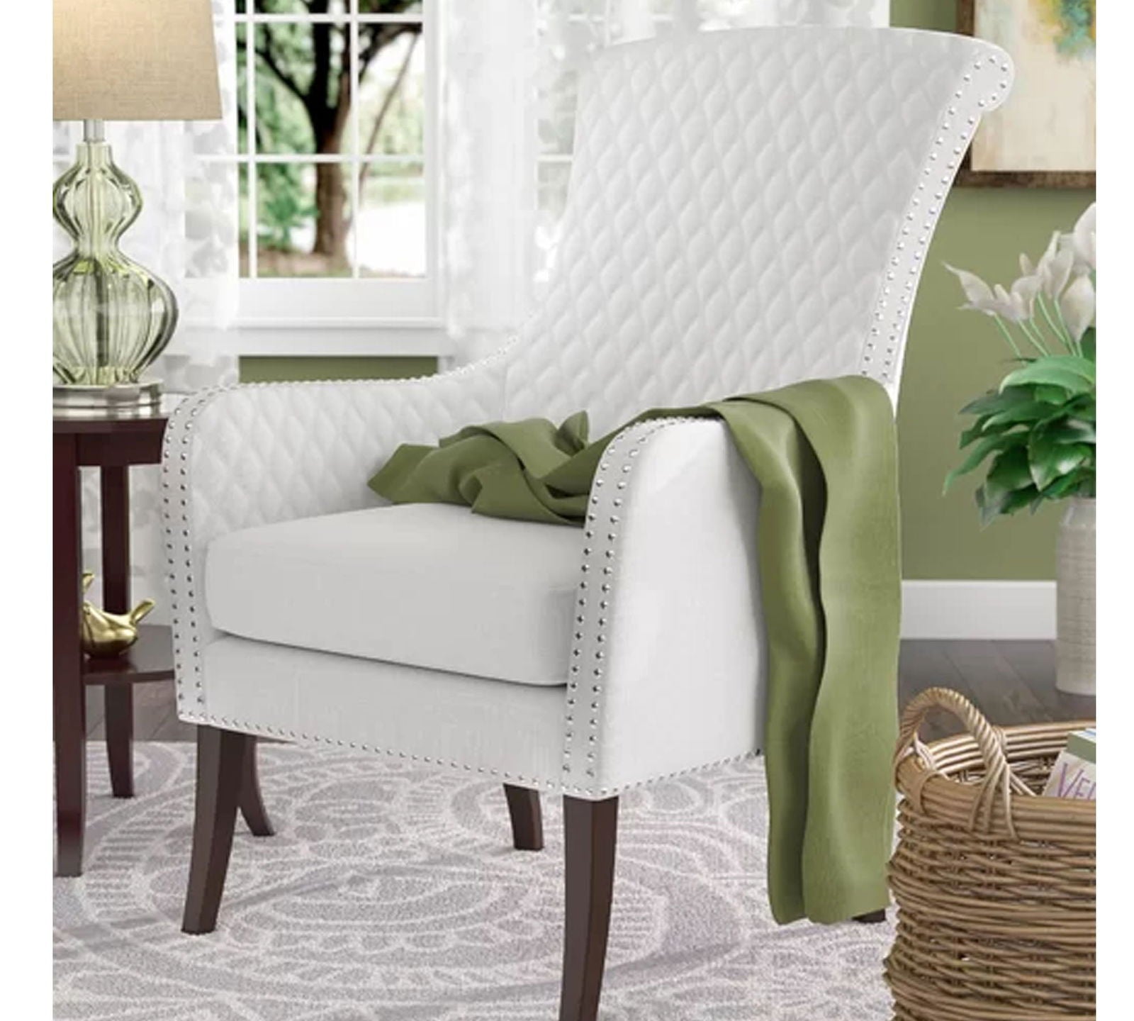 Curved Back Wooden Lounge Chair -