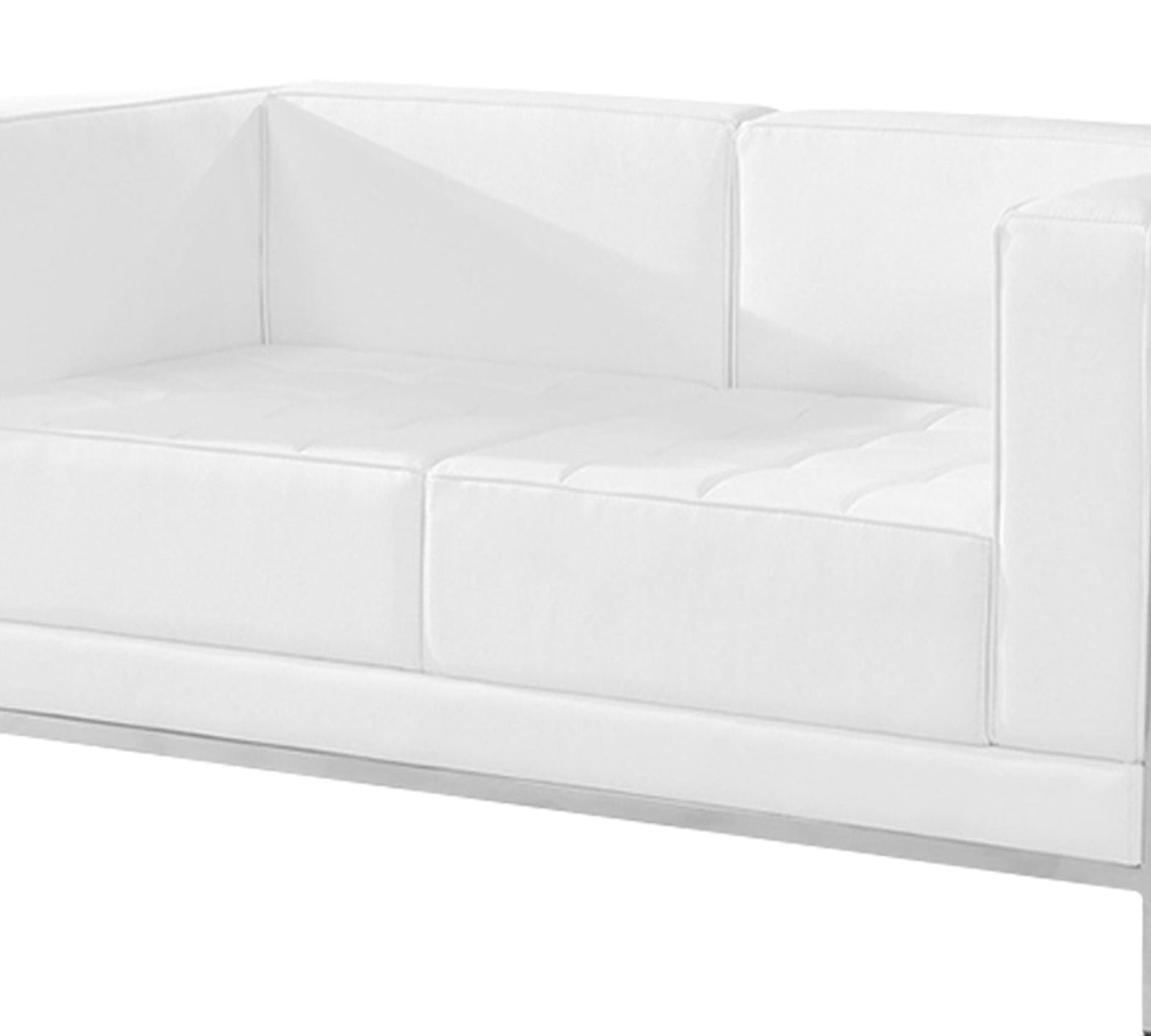 Cushioned Leatherette Sofa with Meta Legs -