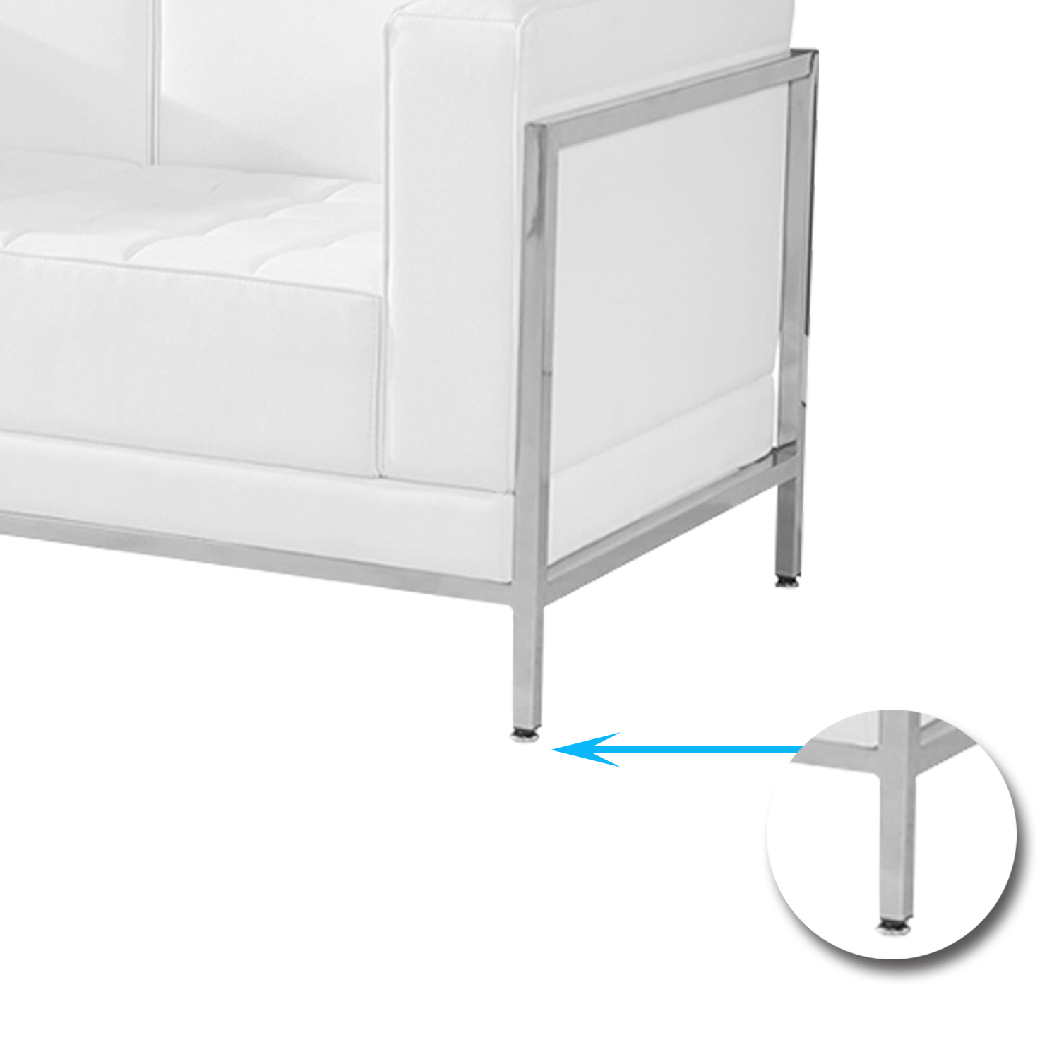Cushioned Leatherette Sofa with Meta Legs -
