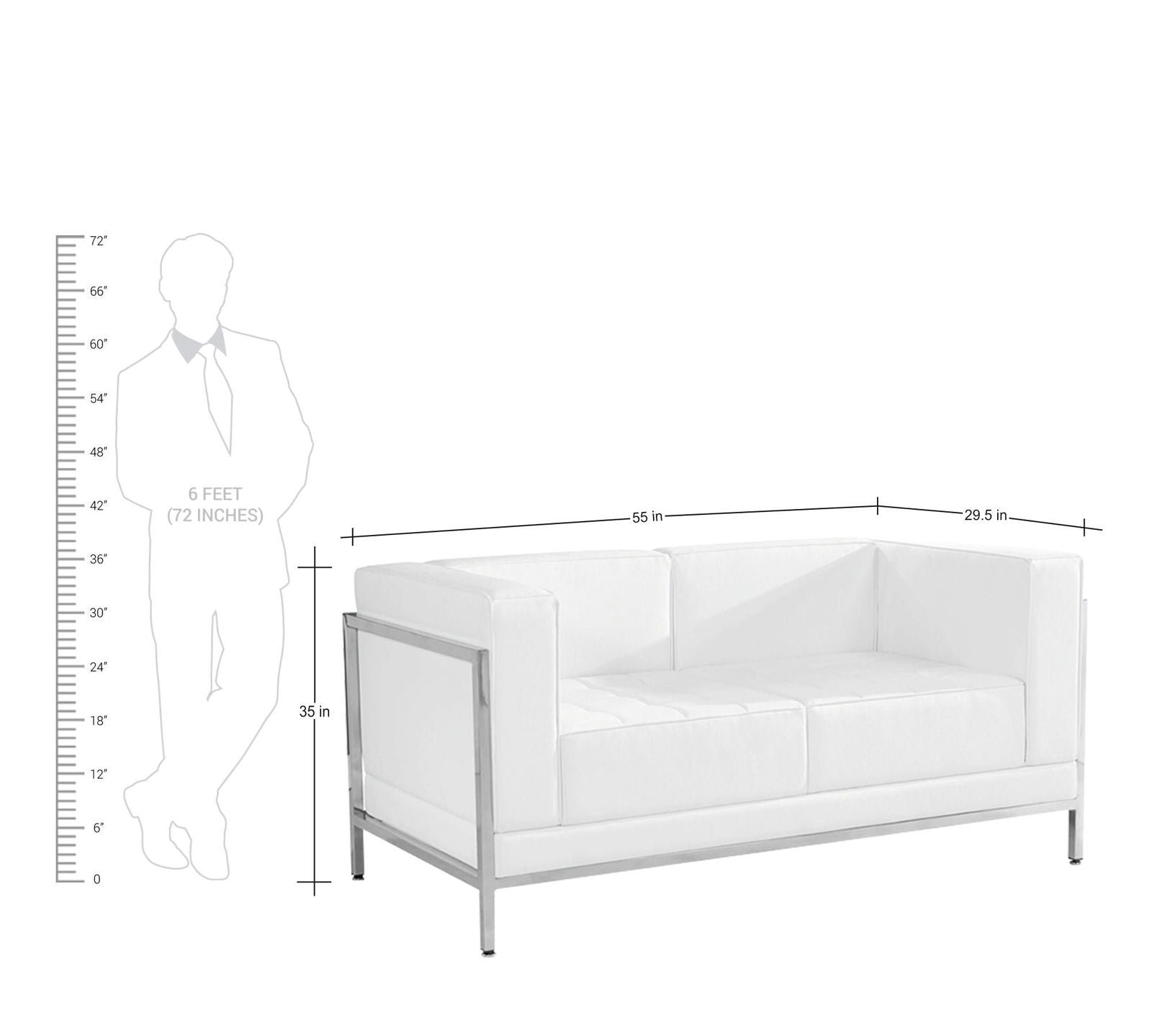 Cushioned Leatherette Sofa with Meta Legs -