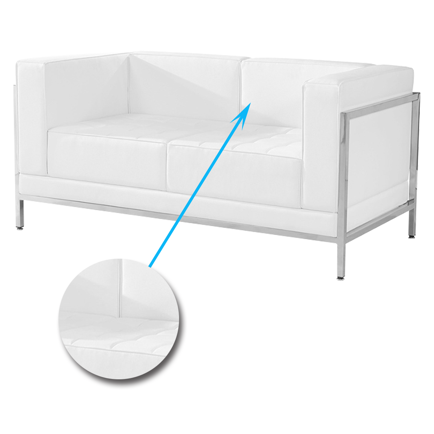 Cushioned Leatherette Sofa with Meta Legs -