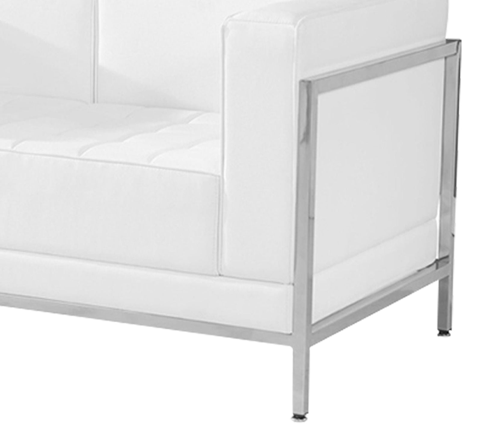 Cushioned Leatherette Sofa with Meta Legs -