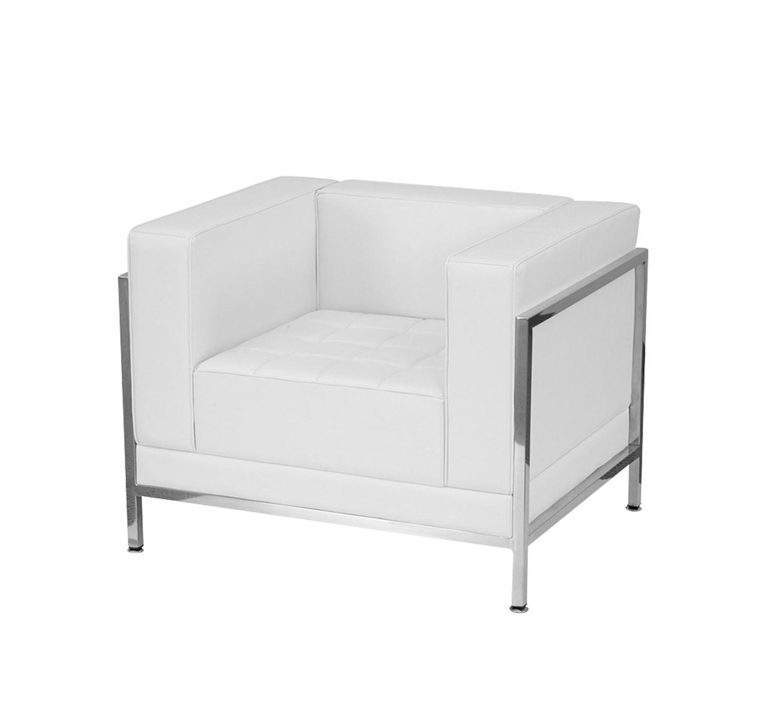 Cushioned Leatherette Sofa with Meta Legs -